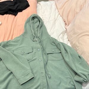 American Eagle Outfitters Mint Green Hooded Utility Jacket